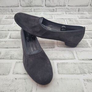 Stuart Weitzman Charcoal Dark Gray Suede Elastic Trim Flats Size 10